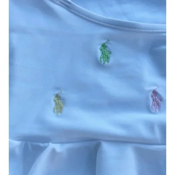 NWT Polo Ralph Lauren Girls Multi Color ALL OVER Polo Pony Embroidered SWIMSUIT - Picture 4 of 9